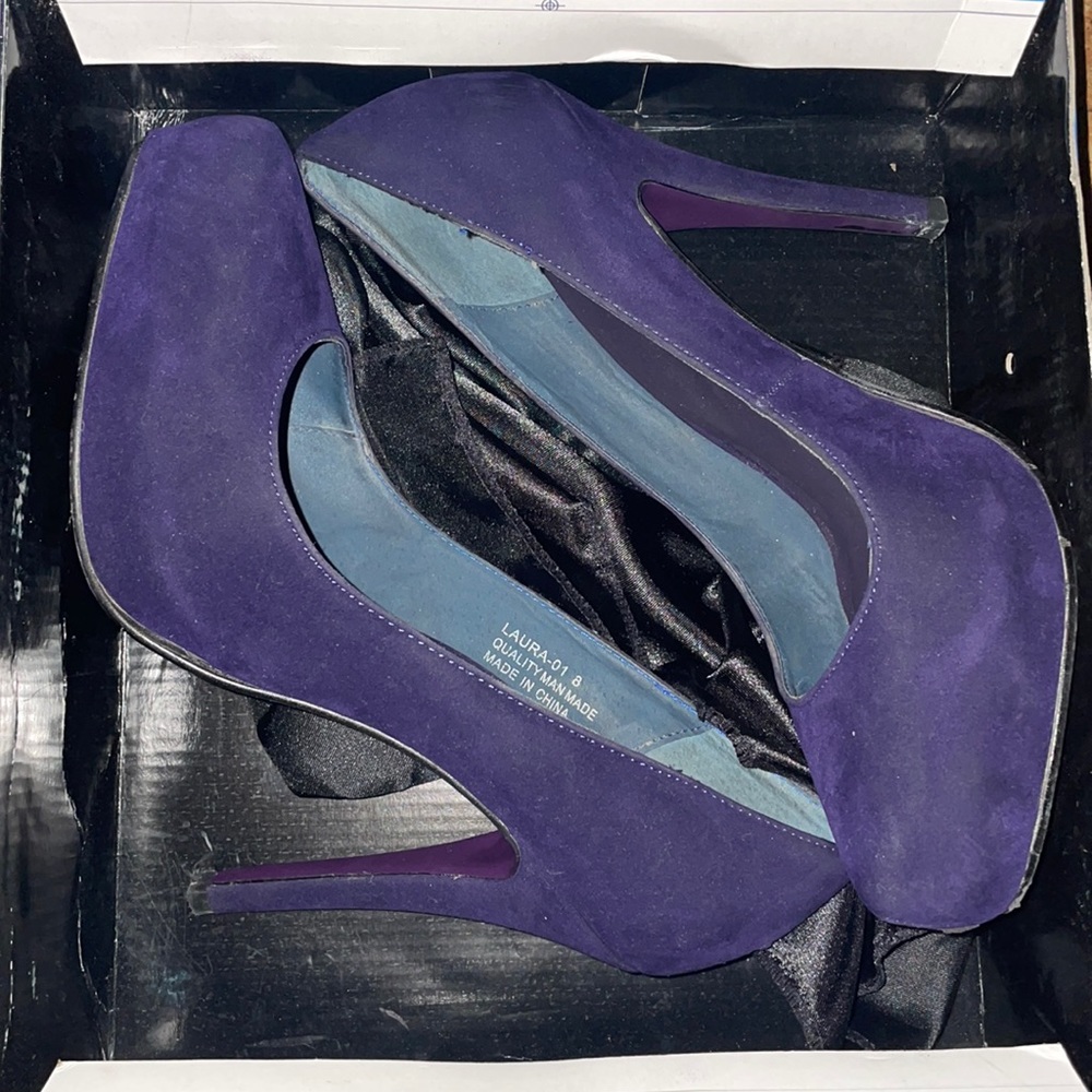 Suede purple heels